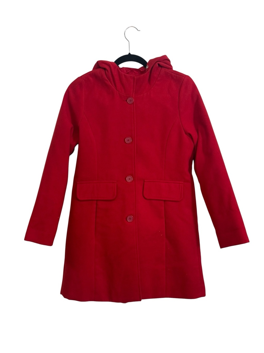 Cat & Jack Girls' Red Hooded Button Pea Coat